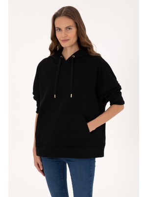 U.S. Polo Assn. Kadın Siyah Kapüşonlu Sweatshirt 50314938-VR046