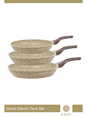Esse Granit Döküm 3'lü Tava Seti Krem 20 Cm/24 Cm/28 cm E505