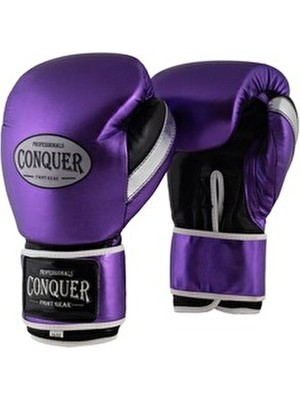 Conquer Ultra High Parlak Deri Boks Eldiveni 16 oz Mor Renkli Kaliteli Malzeme ile Dayanıklı