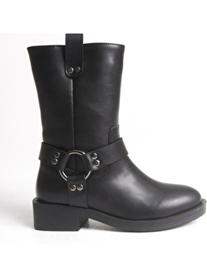 Riccon Ceruvylth Kadın Kısa Çizme 00128803 Siyah Platin