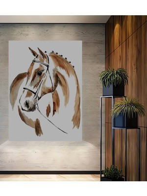 Teona Ahşap Sulu Boya Görünümlü At Ahşap Dekoratif Tablo Dikdörtgen Tablo