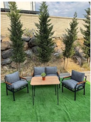 Dekoport Kutay Bahçe Takımı, Balkon Mobilyası, Çay Seti Koltuk Takımı Cafe Mobilyası 2-1-1 Masalı