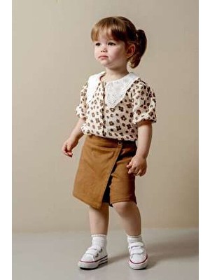 JNF Kids Kız Bebek Fistolu Şort Etek Takım Kısa Çorap Hediyeli 6-12 Ay İçin Şık Tasarım