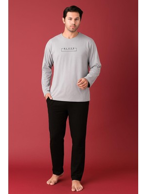 Pemilo Erkek 1922 Uzun Kol % 100 Pamuk Pijama Takımı Gri