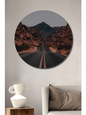 Teona Ahşap Yolculuk Yağlı Boya Görünümlü Ahşap Dekoratif Tablo Yuvarlak Tablo