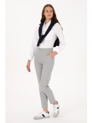 U.S. Polo Assn. Kadın Açık Gri Kanvas Pantolon 50309281-VR001