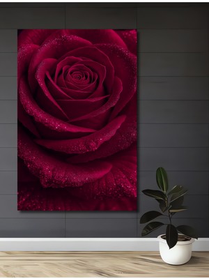 Teona Ahşap Işıltılı Gül Yağlıboya Görünümlü Dekoratif Ahşap Tablo Dikdörtgen Tablo