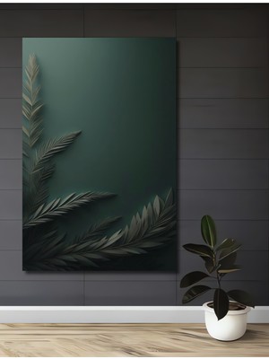 Teona Ahşap Yeşil Yaprak Sanat Ahşap Dekoratif Tablo Dikdörtgen Tablo