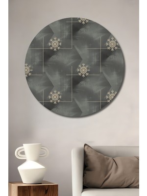 Teona Ahşap Kış Kristali Desenli Ahşap Dekoratif Tablo Yuvarlak Tablo