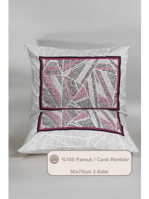 Elart Trio Yastık Kılıfı %100 Pamuk 2 Adet (50X70 Cm) Mürdüm