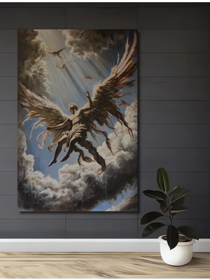 Teona Ahşap Melek Kanatları Görünümlü Yağlı Boya Ahşap Dekoratif Tablo Dikdörtgen Tablo