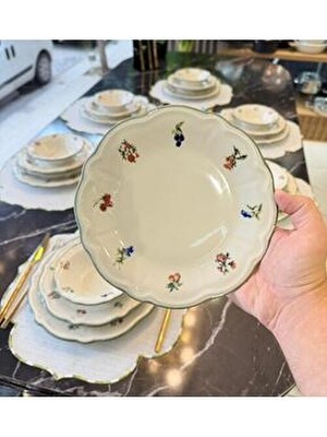 Onedekor Vintage Rose Fulya 24 Parça 6 Kişilik Yemek Takımı Yeşil Renkli Porselen ile Sofralarınızı Şenlendirin