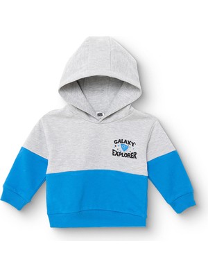 Hellobaby Erkek Bebek Kapüşonlu Sweatshirt Şardonlu Üç Iplik Uzun Kol