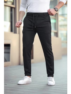 Jardin Allure Erkek Diagonel Mikro Dokulu Cepli Beli Lastilki Pantolon - Siyah