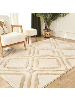 Kaşmir Halı 7/24 Plushy Doha Bej Salon Mutfak Halısı Yolluk