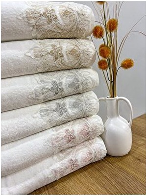 ayhanhome 6 Lı Fransız Güpürlü Çeyizlik 50X90 Kadife El ve Yüz Havlusu