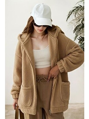 Hiramir Peluş Kuzu Kıvırcık Torba Cepli Kolej Mont Camel KS2526