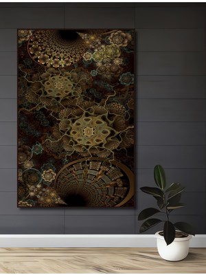 Teona Ahşap Gızemlı Çiçek Bahçesi Ahşap Dekoratif Tablo Yağlı Boya Görünümlü Soyut Sanat Dikdörtgen Tablo