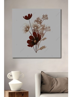 Teona Ahşap Romantik Çiçek Buketi Ahşap Dekoratif Tablo Yağlı Boya Görünümlü Sanat Eseri Dikdörtgen Tablo