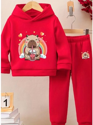 Punix Kids Punıx Kıds Özel Seri Kapüşonlu Gökküşağı Smoothıe Zamanı Baskılı Kız Çocuk Kışlık Eşofman Takımı