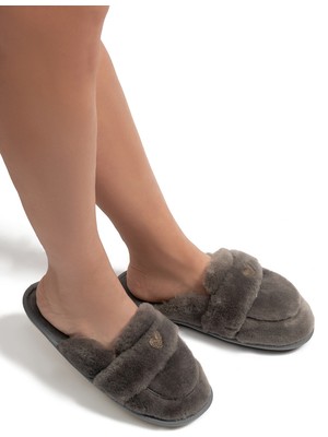 Twigy Mammy Peluş Kadın Ev Terliği Gri 37/41