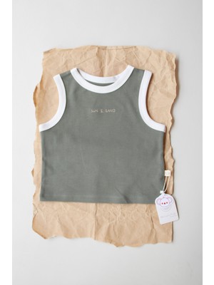 Oh la la Koala For Little Ones Haki Nakışlı Biyeli Atlet