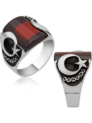 Gumush Hk Gümüş Erkek Yüzük Ay Yıldız |Gümüş Takı Hediyelik Ürünler