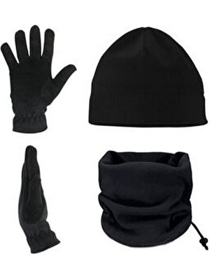  erkek polar bere boyunluk ve polar eldiven - 3'lü set