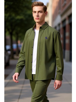 PayBuy Erkek Oxford Dokuma Nakışlı Gömlek Fonksiyonel Dayanıklı Kaliteli Konforlu Estetik Premium