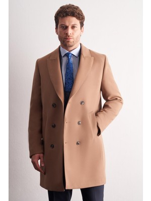İmza Camel Kılıç Yaka Kruvaze Comfort Fit Esnek Classic Kaban 1008255164