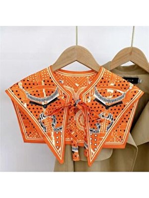 Stil Omuz Şalı Turuncu Desen Polyester Kumaş Kadın Aksesuarı Modern Tasarım