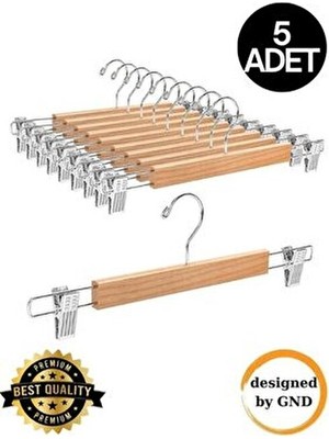Hausgarten 5 Adet Elbise Askısı Ahşap Askılık Mandallı Kıyafet Askısı Etek Askısı Mandallı Pantolon Askısı
