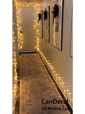 TeknoClass 30 Metre Fişli Sarı LED Işık Noel Yılbaşı Ağacı Işığı LED Ampül Çam Ağacı Balkon Süsleme Eklenebilir