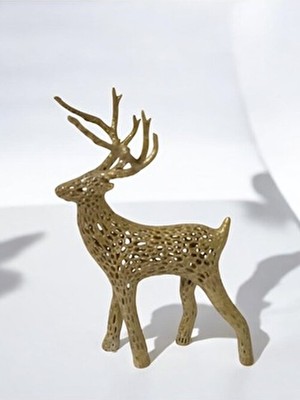 Home 10 cm Yılbaşı Geyik Süsü - Geyik Figürü Sarı