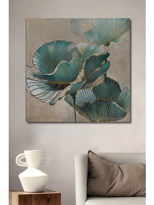 Teona Ahşap Zarif Çiçekler Yağlı Boya Görünümlü Ahşap Dekoratif Tablo Dikdörtgen Tablo