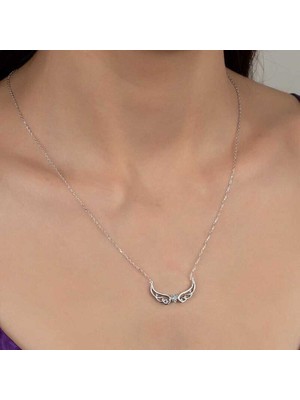 Ucarticaret Swarovski Taşlı Gümüş Kanat Bayan Kolye