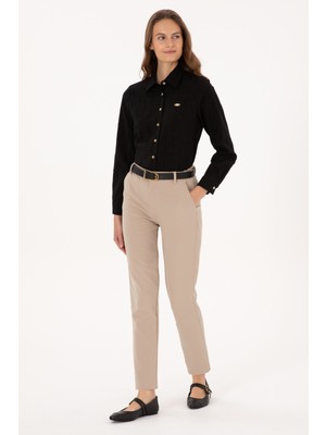 U.S. Polo Assn. Kadın Koyu Bej Kanvas Pantolon 50309259-VR088