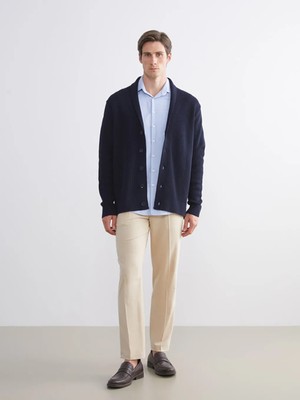 LC Waikiki Southbluelacivert Standart Kalıp Şal Yaka Erkek Triko HIRKA_8684688520931