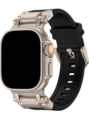Dexmon Apple Watch 11 10 46MM 9 8 7 6 Se Ultra Uyumlu 49-46-45-44-42MM Metal Pimli Tokalı Premium Silikon Kordon – Dayanıklı Spor Rubber Kayış