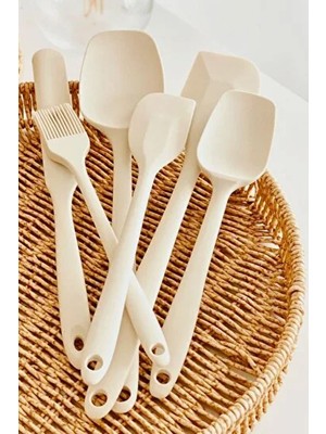 iselahome Elvory 6 Parça Silikon Isıya Dayanıklı Mutfak Servis Seti Krem