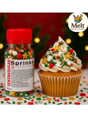Pasta Süsleme Şekeri Yılbaşı Temalı Pasta Süsü Sprinkles 45 Gr.