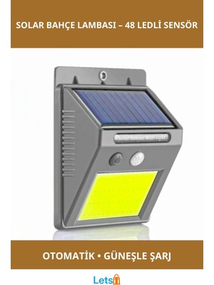 Letsii Hareket Sensörlü Solar 48 LED Bahçe Lambası
