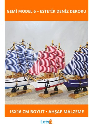 Letsii Ahşap Dekoratif Gemi Model 6 15X16 cm