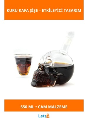 Letsii El Yapımı 550 ml Kuru Kafa Cam Şişe