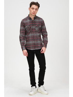 Cosplay Erkek Siyah Beyaz Kareli Flanel Oduncu Kışlık Cepsiz Gömlek Overshirt