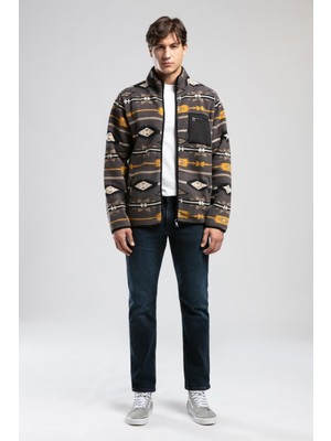 Lee Cooper Folks Erkek Dik Yaka Fermuarli Sweatshirt Gri