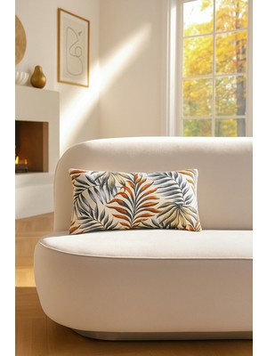 Premier Home Duck Yapraklı Kırlent Kılıfı Mavi Kiremit V1 35X70