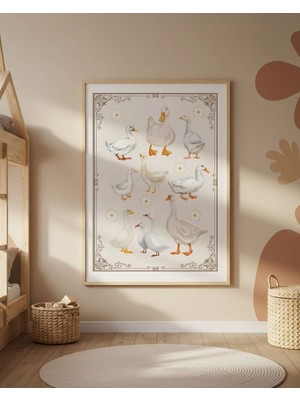 Fuart.Co Ördekler Vintage Dijital Baskı Vintage Poster (Çerçevesiz) VIFU