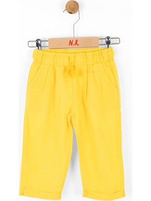 Nk Kids Kız Çocuk Duble Paça %100 Pamuk Pantolon 56613 Sarı