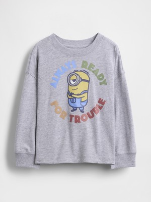 Gap Erkek Bebek Gri Minion Grafik  Baskılı T-Shirt